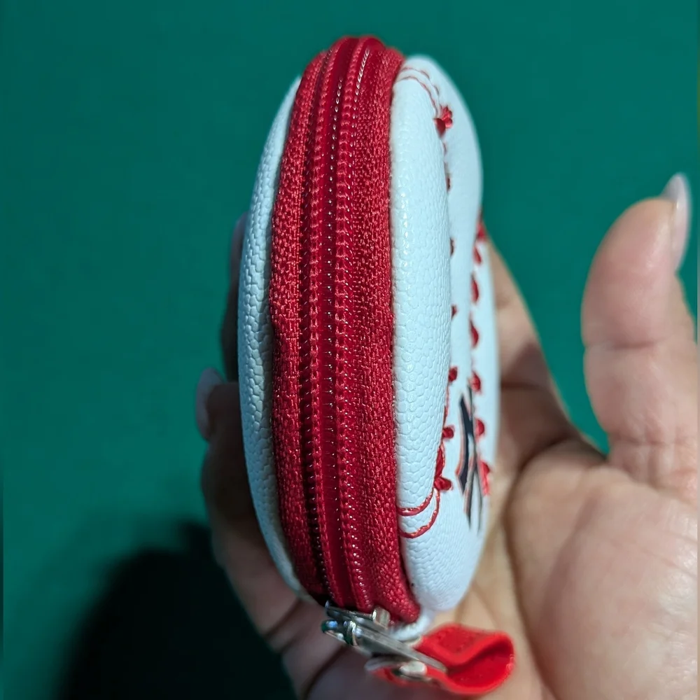 White Baseball Coin Purse with Red Stitching For Any Age